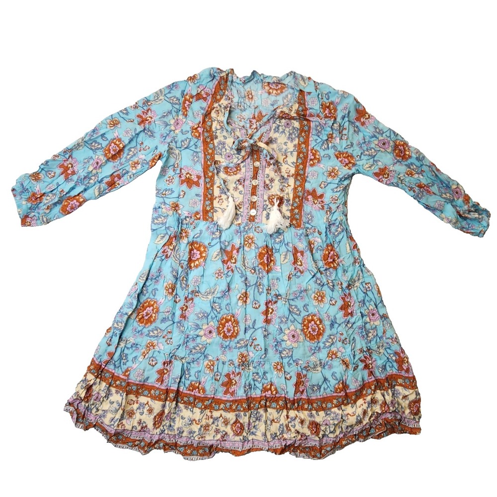 Boho Blouse Floral Print V-Neck Long Sleeve Blouse Women Chic Women Blouse Small